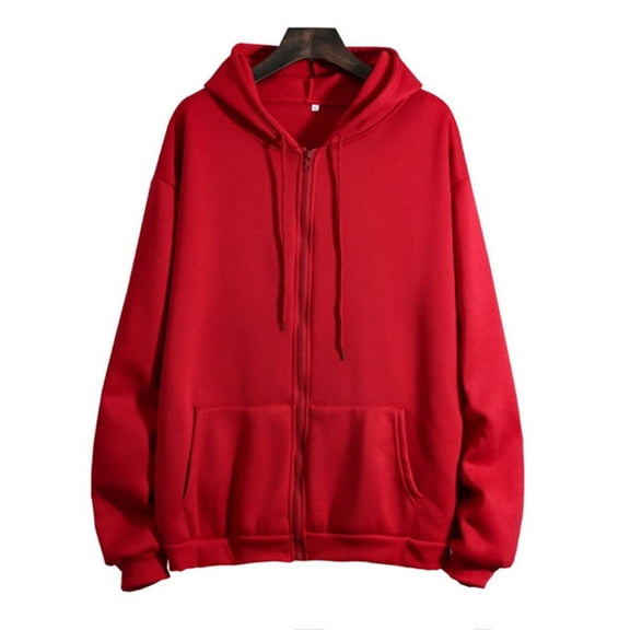 YDDIAN Women's Lightweight Hoodies Full Zip Up Oversized Sweatshirts with Pockets Long Sleeve Thin Casual Hooded Jackets Red 2XL