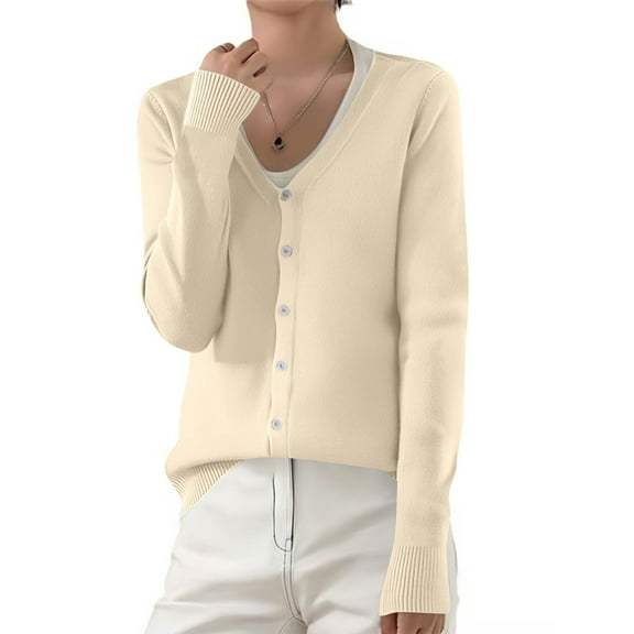 YDDIAN Women's Long Sleeve Thin Lightweight Cardigan Sweaters for Women Dressy Summer Spring Fall Cardigan Beige L