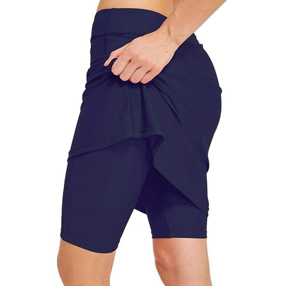 YDDIAN Women's Swim Skirt Shorts Bottoms High Waisted Athletic Skirt Sun Skirted Skorts Navy L
