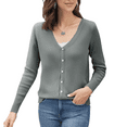 thumbnail image 1 of YDDIAN Womens Cardigans Long Sleeve Plain Button Cute Knit Sweaters V Neck Summer Basic Fashion Cardigan Gray M, 1 of 5