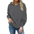 thumbnail image 1 of YDDIAN Womens Hooded Sweatshirt Cute Crew Neck Plus Size Plain Hoodie Drawstring Fall Y2k Long Sleeve Pullover Fleece Sweaters with Pockets Dark Gray XL, 1 of 5