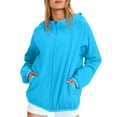 thumbnail image 1 of YDDIAN Womens Jackets Casual Lightweight Hooded Plus Size Waterproof Coats Full Zip Long Sleeve Summer Travel Dressy Packable Windbreaker with Pockets Sky Blue XXL, 1 of 4