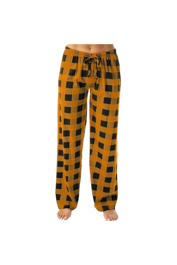 Womens Lounge Pants Wide Leg Plus Size Flannel Loose Fit Christmas Pajama Pants Drawstring Plaid Fall Casual Lounge Pajamas with Pockets Ginger 3XL