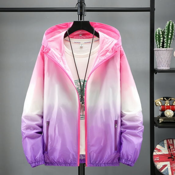 YDDIAN Womens Windbreaker Jacket Lightweight 90s Retro Wind Breakers Pink XL
