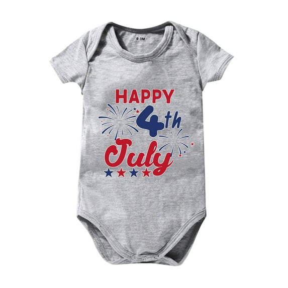 YDFCWX 4th of July Baby Girl Outfits Stars Print Sleeveless Romper Straps Bodysuit Cute Fourth of July Outfit for 0-3 Months,Grey