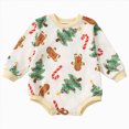 thumbnail image 1 of YDFCWX Baby Boy Coming Home Outfit Newborn Newborn Baby Boy Girl Christmas Outfit Romper Long Sleeve Bubble Bodysuit Warm Winter Romper Beige,9-12 Months, 1 of 8