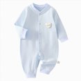 thumbnail image 1 of YDFCWX Baby Clothes Colorful Printed Crewneck Long Sleeve Bodysuit Casual Fall Romper Unisex Outfit Blue,0-3 Months, 1 of 8