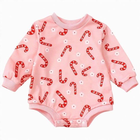 YDFCWX Baby Coming Home Outfit Newborn Baby Boy Girl Christmas Outfit Romper Long Sleeve Bubble Bodysuit Warm Winter Romper Pink,3-6 Months