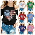 thumbnail image 1 of YDFCWX Baby Girl Independence Day Clothes Cotton T Shirts Boys Girls Toddler Kids Summer Clothes Raglan Short Sleeve Tops Color Block Crew Neck Base Tees for 6-7 Years,Black, 1 of 4
