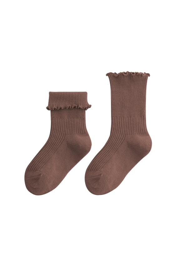 Baby Girls Toddlers Grips Socks,Kids Wool Socks For Boys Girls Winter Autumn Stringy Selvedge Mid Calf Length Casual Comfortable Socks for 1-3 years,Brown