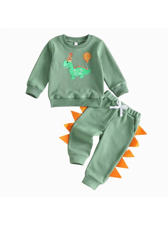 Boys Clothes Boy Outfits Casual Cute Spring Outfit Simple Shirt Pants Skirt Set,Green,6-12 Months