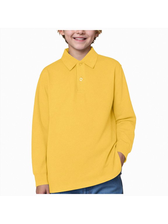 Boys Clothes Boys Fashion Kids Long Sleeve Pullover Teen Boy Casual Shirts Soft Lightweight Fall Winter Clothes Yellow,18-24 Months