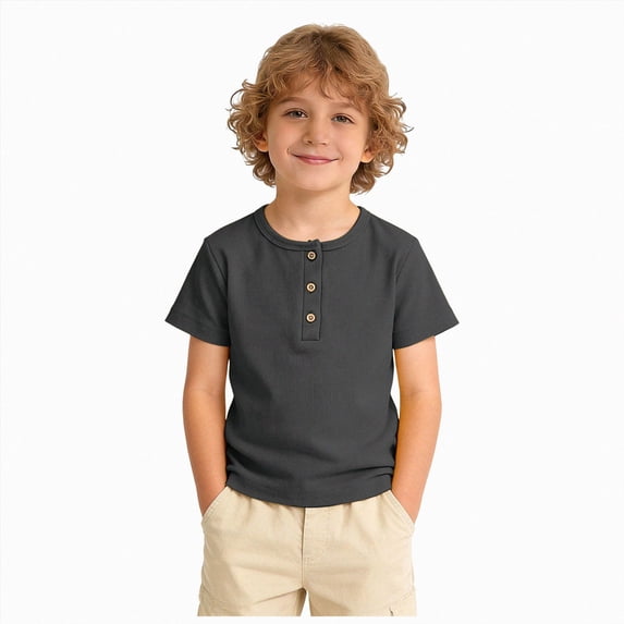 YDFCWX Boys Graphic Tees Cotton Boys Kids Tshirt Short Sleeve Summer Tops Clothes Tee Shirts for Toddlers Dark Gray,5-6 Years