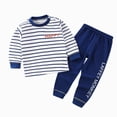 thumbnail image 1 of YDFCWX Boys Long Sleeve Pajamas Boys Soft Cotton Blend Two Piece Pajama Set Long Sleeve Top and Pants I,18-24 Months, 1 of 3