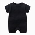 thumbnail image 1 of YDFCWX Cute Baby Outfits Newborn Baby Boy Girl Romper Letter Embroidery Short Sleeve Round Neck Bodysuit Cute Infant Summer Clothes Black,12-18 Months, 1 of 4