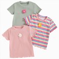 thumbnail image 1 of YDFCWX Girls Clothes Girls 3 Piece T Shirts Trendy One Shoulder Sleeve Casual Kids Blouse Soft Summer Tees Tops Green,7-8 Years, 1 of 5