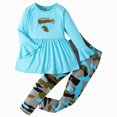 thumbnail image 1 of YDFCWX Girls' Pant Sets Fall Toddler Girl Clothes Embroidered Tops Wide Leg Pants Casual Winter Wear Outfits Blue,1-2 Years, 1 of 5