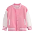 thumbnail image 1 of YDFCWX Kids Boys Girls Plain Jacket Varsity Baseball Retro Bomber Coats Track Top Outwear for 13-14 Years,Hot Pink, 1 of 4