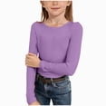 thumbnail image 1 of YDFCWX Kids Clothing Girls Long Sleeve Crewneck T-Shirts Fall Tops Solid Color Tees Fashion Clothes Purple,5-6 Years, 1 of 6