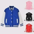 thumbnail image 1 of YDFCWX Kids Varsity Jacket Girls Boys Baseball Jacket Bomber Coat School Uniform with Pocket for 15-16 Years,Blue, 1 of 7