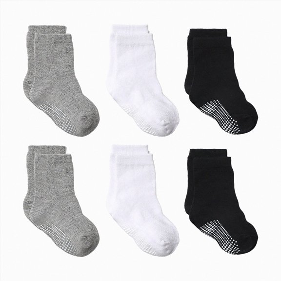 YDFCWX New Born Socks Baby Boy 6PC Children Socks Comfortable Soft Fashion Solid Color Children Floor Socks F,0-1 Years
