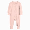 thumbnail image 1 of YDFCWX Newborn Baby Girl Clothes Button Down Cotton Long Sleeve Playsuit One Piece Jumpsuit Casual Fall Romper Pink,18-24 Months, 1 of 4