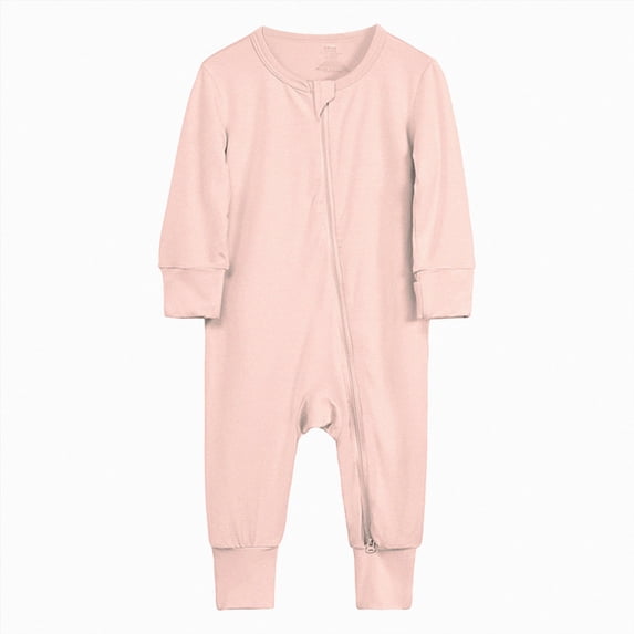 YDFCWX Newborn Baby Girl Clothes Button Down Cotton Long Sleeve Playsuit One Piece Jumpsuit Casual Fall Romper Pink,18-24 Months