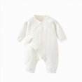thumbnail image 1 of YDFCWX Newborn Boy Clothes Button Down Cotton Long Sleeve Playsuit One Piece Jumpsuit Casual Fall Romper White,1-3 Months, 1 of 3