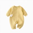 thumbnail image 1 of YDFCWX Newborn Girl Outfits Long Sleeve Romper Neutral Coming Home Outfit Soft Fabric Newborn Unisex Clothes Yellow,0-1 Months, 1 of 3