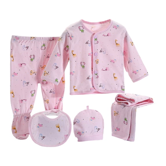 YDFCWX Newborn Layette Gift Set for Baby Boys or Baby Girls New Born Baby Girl Must Haves Infant Toddler Clothes Baby Suit Newborn Clothes 5pcs Set Baby Clothes for 0-3 Months,Pink