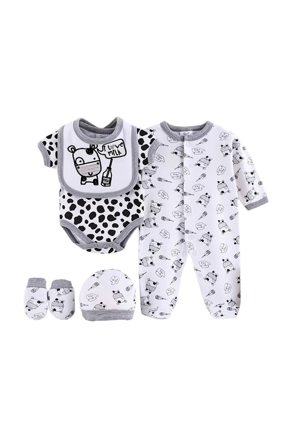Newborn Layette Gift Set for Girls New Born Baby Girl Must Haves 5pcs Comfortable Breathable Stylish Baby Romper Bodysuit Set For for 0-3 Months,Grey