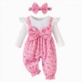 thumbnail image 1 of YDFCWX Preemie Girl Clothes Newborn Baby Girl Clothes 0 3 6 9 12 Months Long Sleeve Romper Jumpsuit Fall Winter Infant Outfits,Pink,6-9 Months, 1 of 8