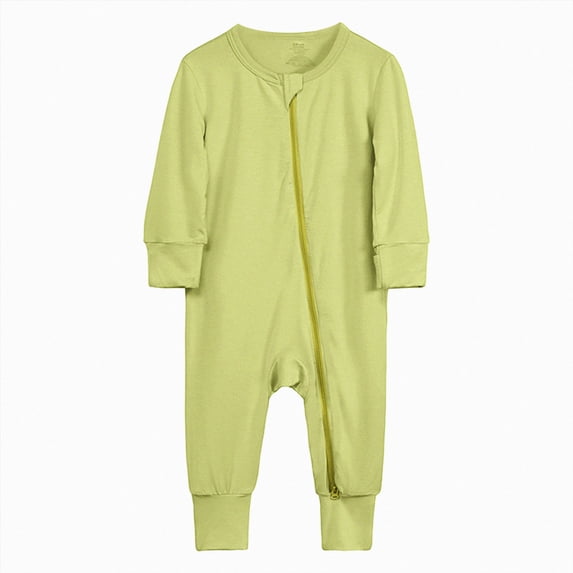 YDFCWX Rompers Baby Boy Newborn Infant Baby Cotton Rompers Footless Pajamas Zipper Long Sleeve Sleeper Jumpsuit,Green,18-24 Months