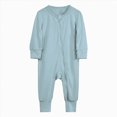 thumbnail image 1 of YDFCWX Rompers Baby Boy Newborn Infant Baby Cotton Rompers Footless Pajamas Zipper Long Sleeve Sleeper Jumpsuit,Light Blue,12-18 Months, 1 of 5