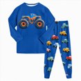 thumbnail image 1 of YDFCWX Toddler Boy Long Sleeve Pajamas Little Boy Snug Fit Nightwear Lovely Patterns Long Sleeve Two Piece Pajamas Blue,2-3 Years, 1 of 9
