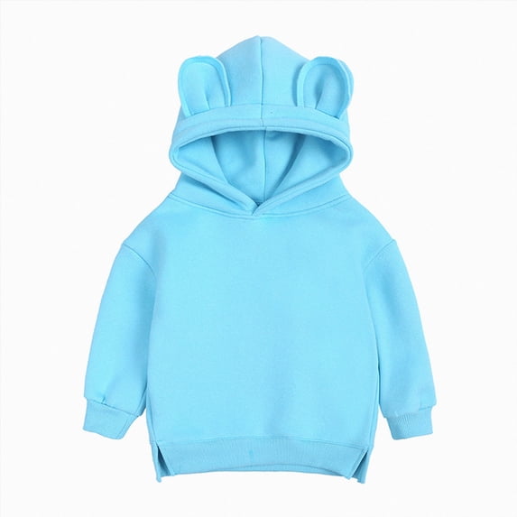 YDFCWX Toddler Infant Baby Boys Girls Cute Ear Solid Hoodie Sweatshirt Top Hooded Sweatshirt,Blue,9-12 Months