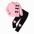 thumbnail image 1 of YDFCWXW 3-8T Kids Toddler Girl Clothes Letter Print Sweatshirt & Flared Pants 2Pc Outfits Set (Pink, 5-6 Years), 1 of 9