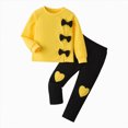 thumbnail image 1 of YDFCWXW 3-8T Kids Toddler Girl Clothes Letter Print Sweatshirt & Flared Pants 2Pc Outfits Set (Yellow, 6-7 Years), 1 of 9