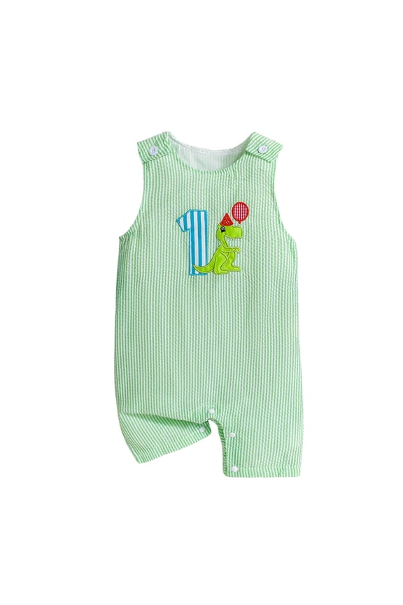 Baby Boy Birthday Outfit Sleeveless 1st Embroidery Birthday Romper Jumpsuit Cute One Piece Cake Smash Outfits (Sky Blue, 12-18 Months)