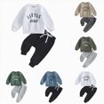 thumbnail image 1 of YDFCWXW Baby Boy Clothes Long Sleeve Round Neck Letter Print Sweatshirt Top Long Pants Toddler Winter Outfits (Blue, 6-12 Months), 1 of 5