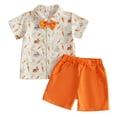 thumbnail image 1 of YDFCWXW Baby Boy Easter Outfit Bunny Carrot Print Button Down Shirt Elastic Shorts 2 Piece Gentleman Clothes Sets (Red, 4-5 Years), 1 of 7