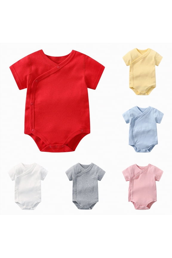 Baby Boy Girl Side Snap Bodysuits - Cotton Plain Long Sleeve Baby Clothes for Newborn-12 Months (Red, Newborns)