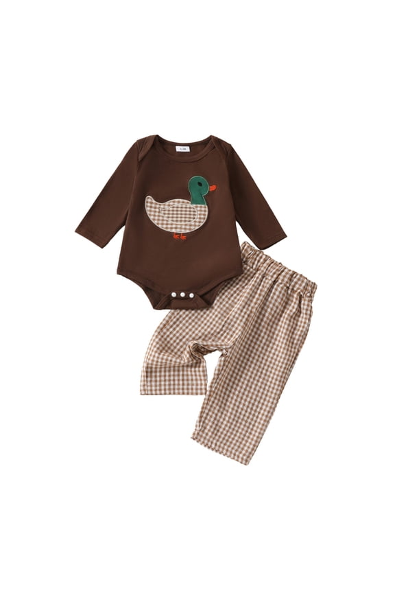 Baby Boy Girl Turkey Romper +Pant 2Pcs Set First Clothes (Brown, 0-3 Months)