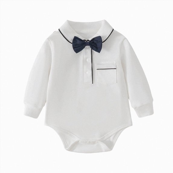 YDFCWXW Baby Boy Shirt Bodysuit Long Sleeve Button-Up 0-24M, One-Piece Cotton Romper with Detachable Snap Bottom Photos Formal (Light Gray, 18-24 Months)