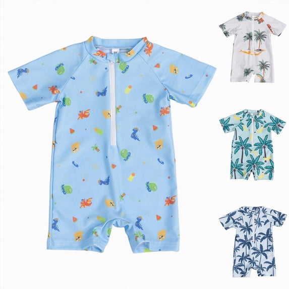 YDFCWXW Baby Boy Swimsuit Rash Guard Toddler One Piece Bathing Suit Infant Swimwear UPF 50+ (Blue, 6-12 Months)