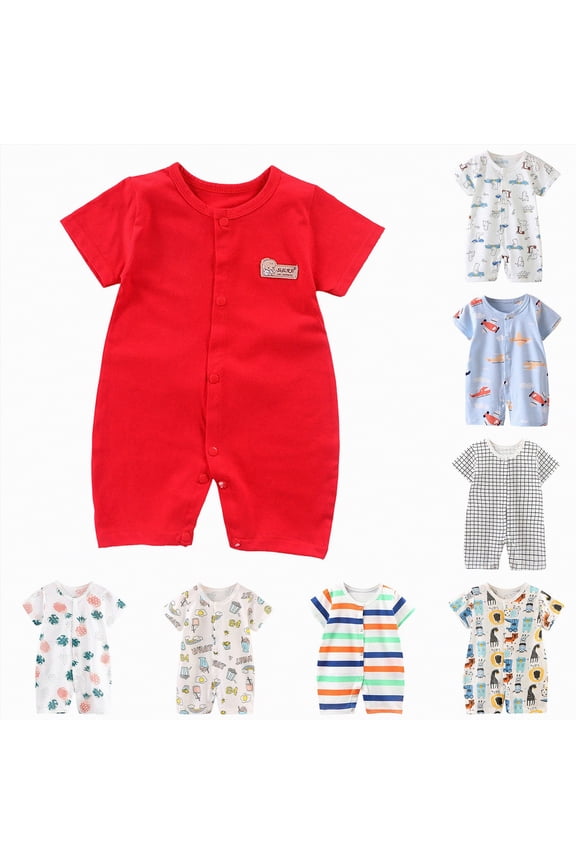 Baby Boys Girls Romper One-Piece Beach Outfit Summer Clothes 0-24 Months (Light Yellow, 6-12 Months)