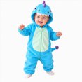 thumbnail image 1 of YDFCWXW Baby Dinosaur Costume Halloween Boys Girls Onesie Plush Jumpsuit for Infant, Spikes and Tail Cute Hooded Plush Onesie Halloween Outfits for Themed Events (Blue, 6-9 Months), 1 of 9