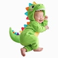 thumbnail image 1 of YDFCWXW Baby Dinosaur Onesie Costume Halloween Infant Dress Up Outfit, Dinosaur Costume with Colorful Spikes Plush Tail for Themed Events (Green, 3-6 Months), 1 of 9