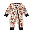 thumbnail image 1 of YDFCWXW Baby Girl Boy Halloween/Thanksgiving Long Sleeve Pumpkin/Turkey Romper Zipper Jumpsuit 0-12M (Beige, 6-12 Months), 1 of 4