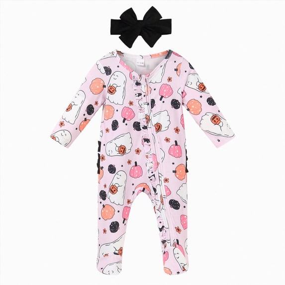 YDFCWXW Baby Girl Clothes Footie Romper Sleeper | Baby Girl Sleeper Daily Wear, Birthday Gift Onesie (Pink, 0-3 Months)
